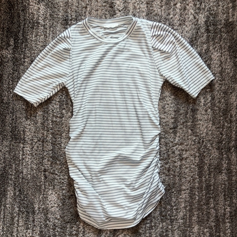 Striped White and Black Maternity Top